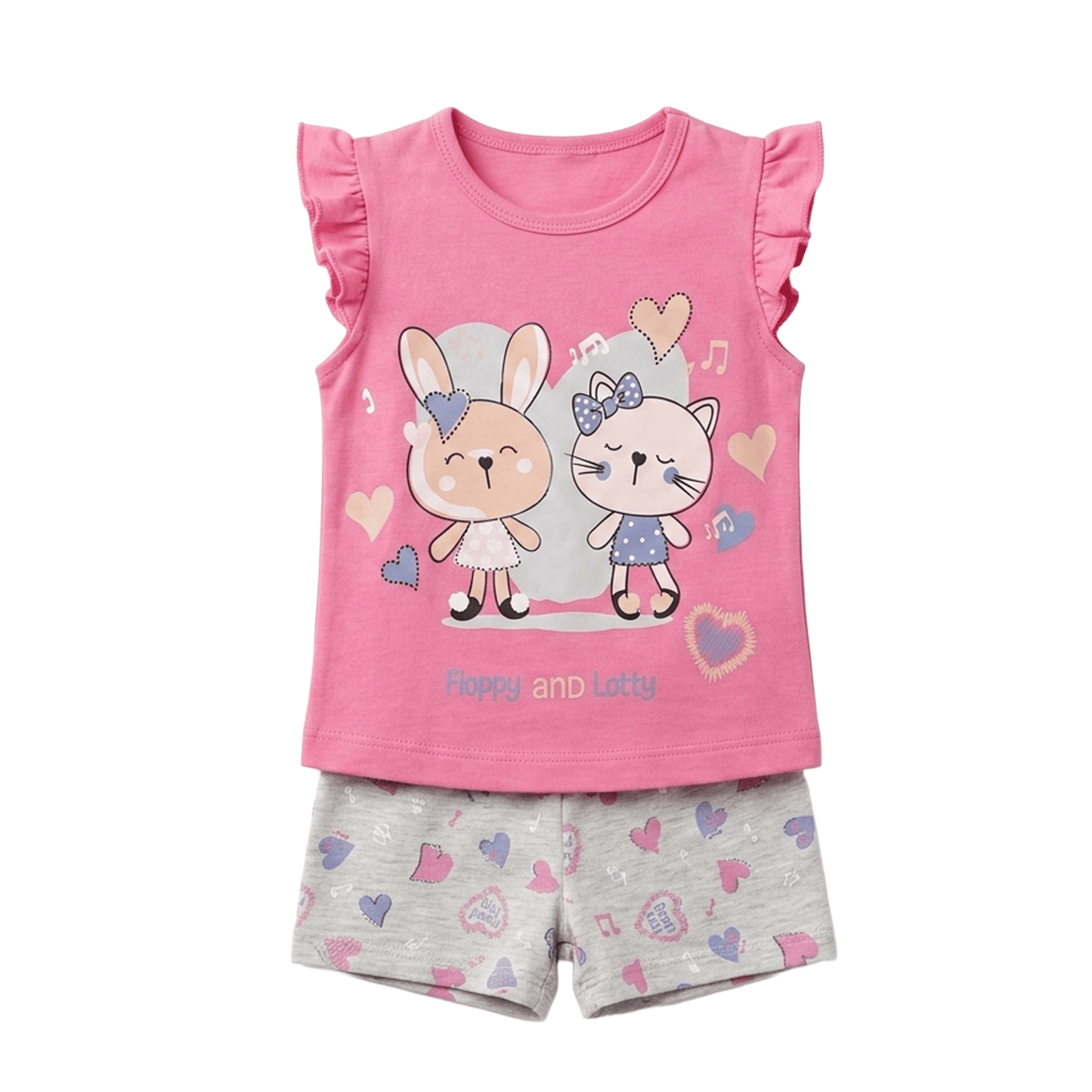 Baby Girls' Summer Set – T-Shirt & Shorts (Hoppy & Lotty)