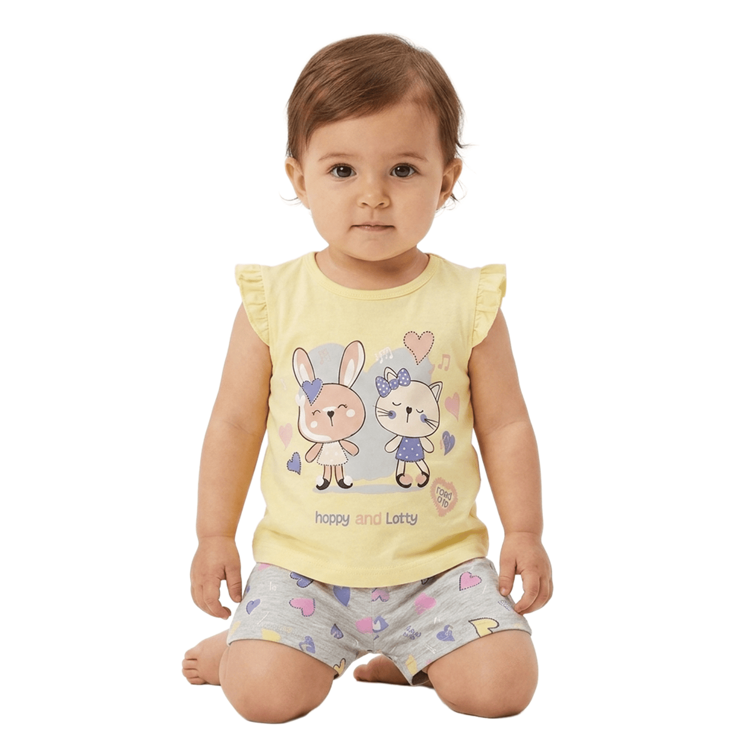 Baby Girls' Summer Set – T-Shirt & Shorts (Hoppy & Lotty)