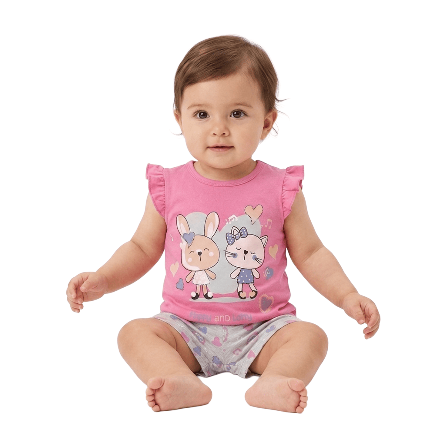 Baby Girls' Summer Set – T-Shirt & Shorts (Hoppy & Lotty)