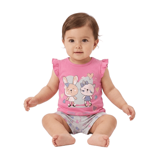 Baby Girls' Summer Set – T-Shirt & Shorts (Hoppy & Lotty)