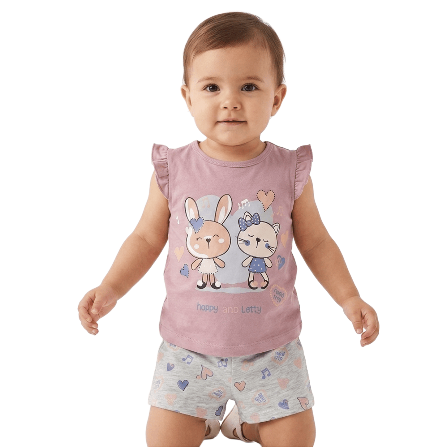 Baby Girls' Summer Set – T-Shirt & Shorts (Hoppy & Lotty)